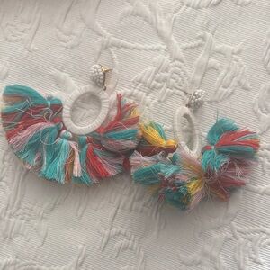 BaubleBar Multicolor Tassel Hoop Earrings